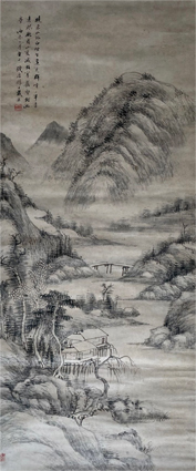 戴熙画山水図