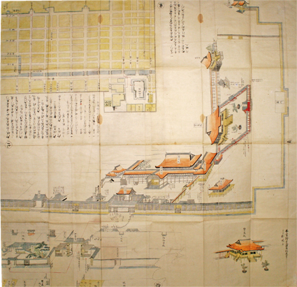 八朔御使勤候節之絵図並　二条御城より道筋之図