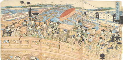 日本一江戸橋娘行列之図