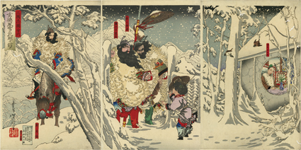 三国志図会内 玄徳風雪ニ孔明ヲ訪フ