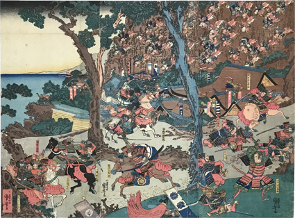 源平一之谷鵯越逆落之図