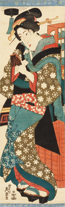 手持鏡の立美人図