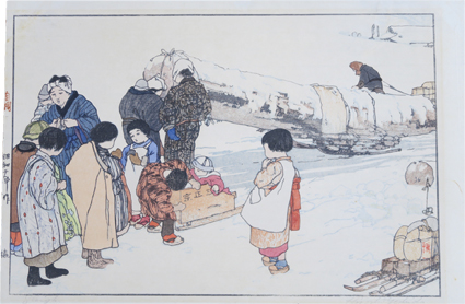 吉田博版画 橇