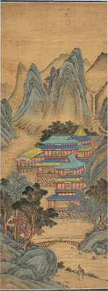 仇英青緑山水図