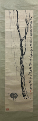 斉白石柳牛図