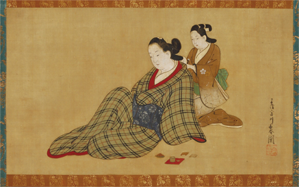 宮川長春美人画幅