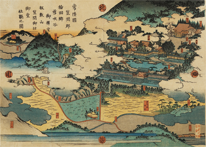 常陸国笠間郡 笠間御坊御堂壮観之図