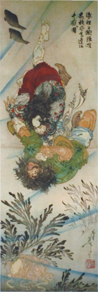 浪裡白跳張順　黒旋風李逵江中戦図