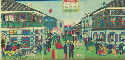 横濱海岸各国商館図