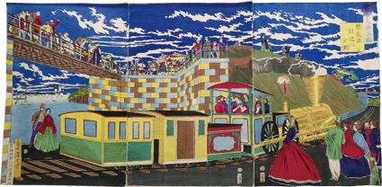 東京名勝高輪　蒸気車鉄道之全図