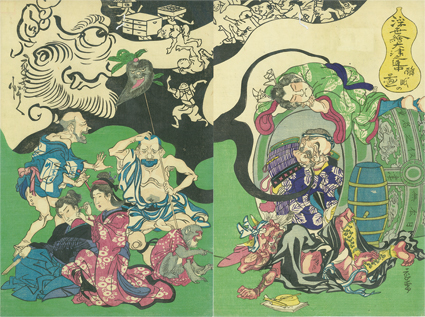 浮世絵大津之連中　醉眠の画