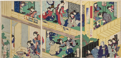 時世粧年中行事内　酌婦天地人極製