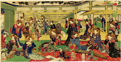 新島原呉竹街 品川楼之図