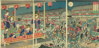 新吉原角街稲本楼ヨリ　仲之街仁和賀一覧之図